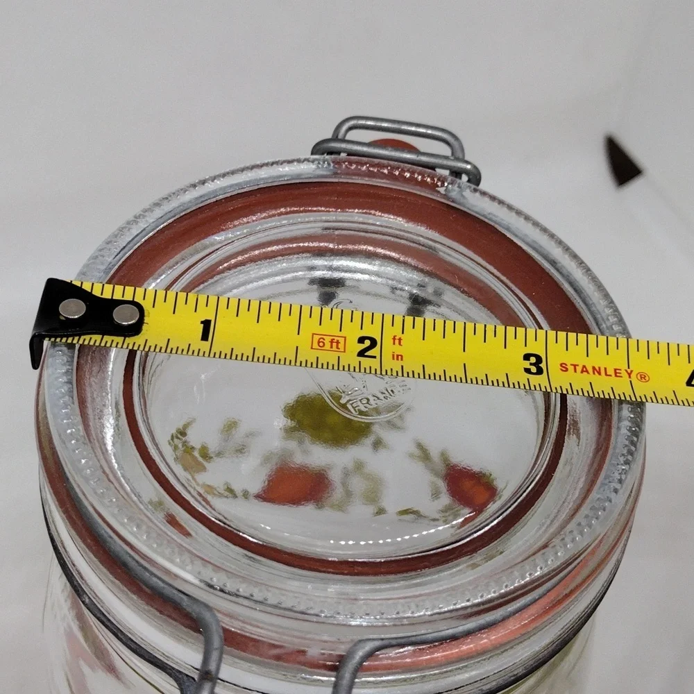 Vintage Arc France Spice‎ of Life Print Glass Hinged Canister 1 Liter